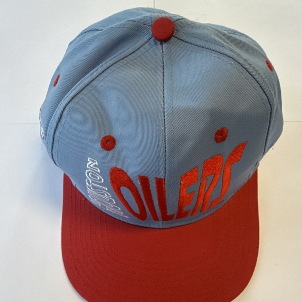 Vintage Annco Houston Oilers NFL Snapback Cap Light Blue Red Football Hat
